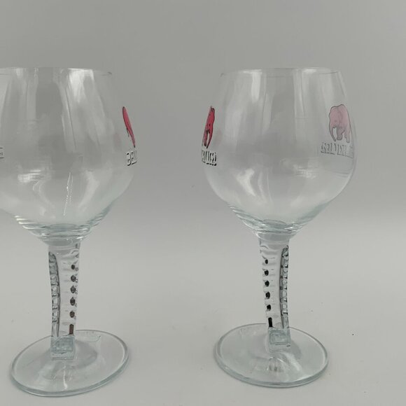 Set Of 2 Delirium Tremens Elephant Trunk Stemware Glasses Belgium Beer 7” - Picture 3 of 7